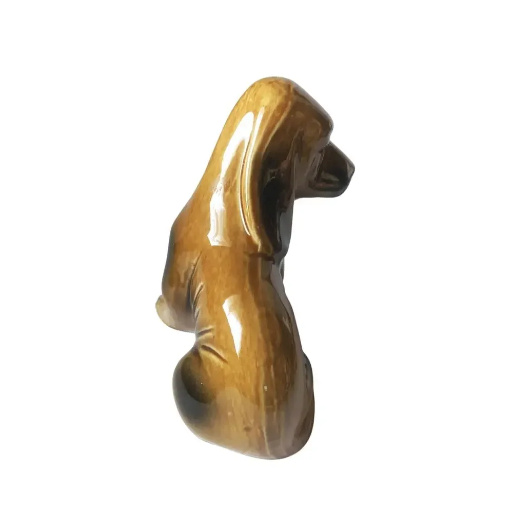 Vintage 60s Porcelain Ceramic Brazil Bloodhound Dog Serious Face Figurine Hound